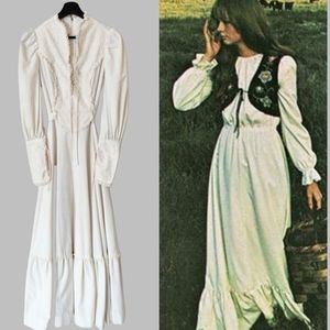VTG Edwardian 60s-70s Ecru Prairie Dress / Wedding Gown
